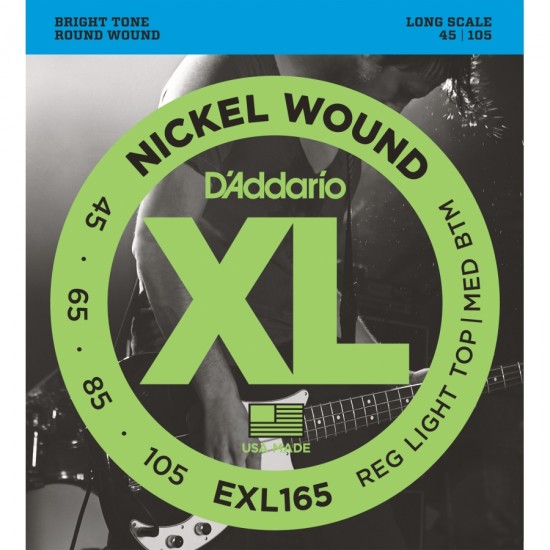 D'Addario EXL165 Nickel Wound Bass Custom Light Long Scale 045-105 Bass Gitar Teli