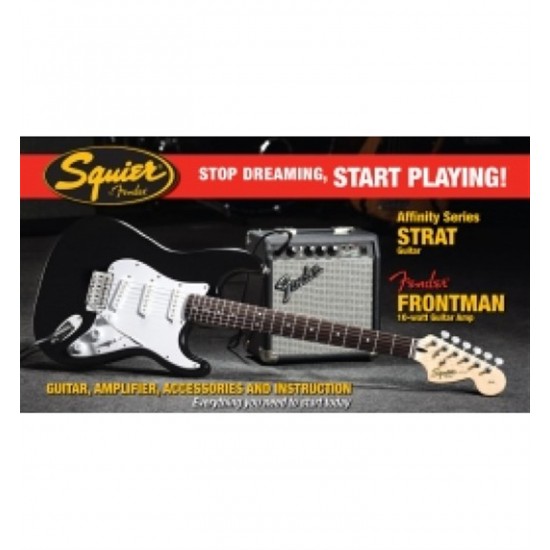 Fender Squier Affiniyt Series Strat Frontman 10G AMP BLK Elektro Gitar Set 0301612606